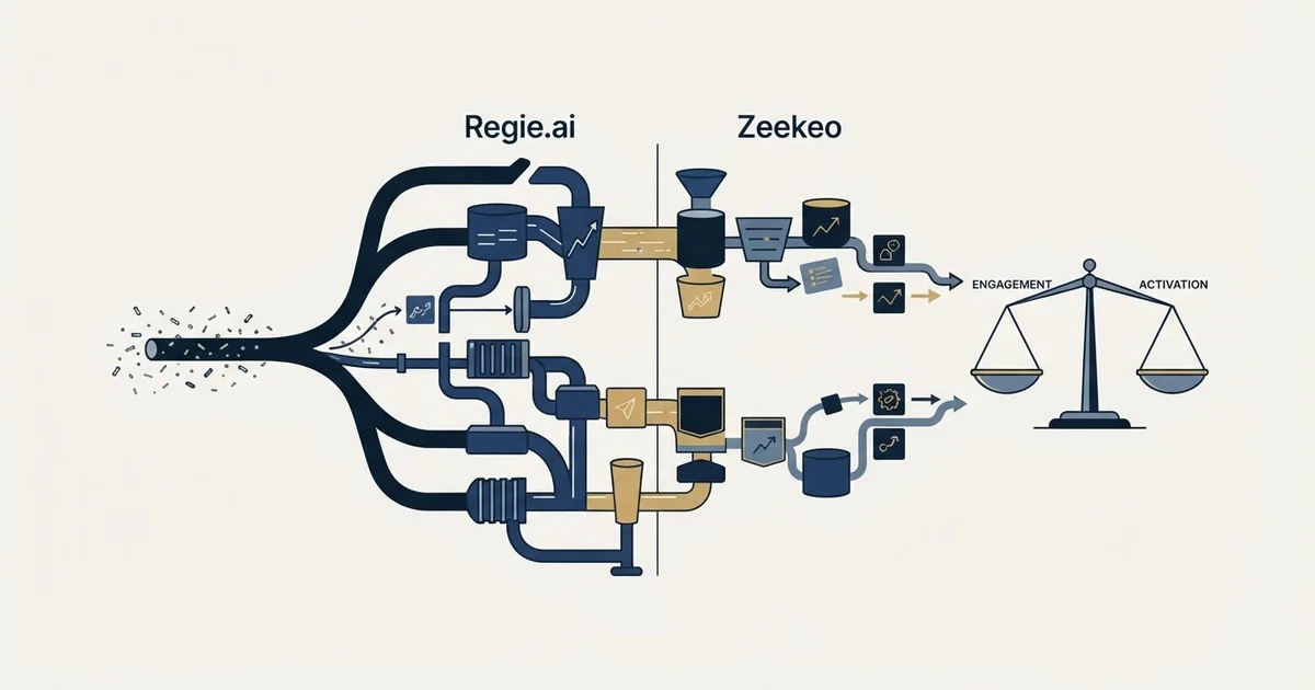 Editorial illustration for Regie.ai vs Zeekeo