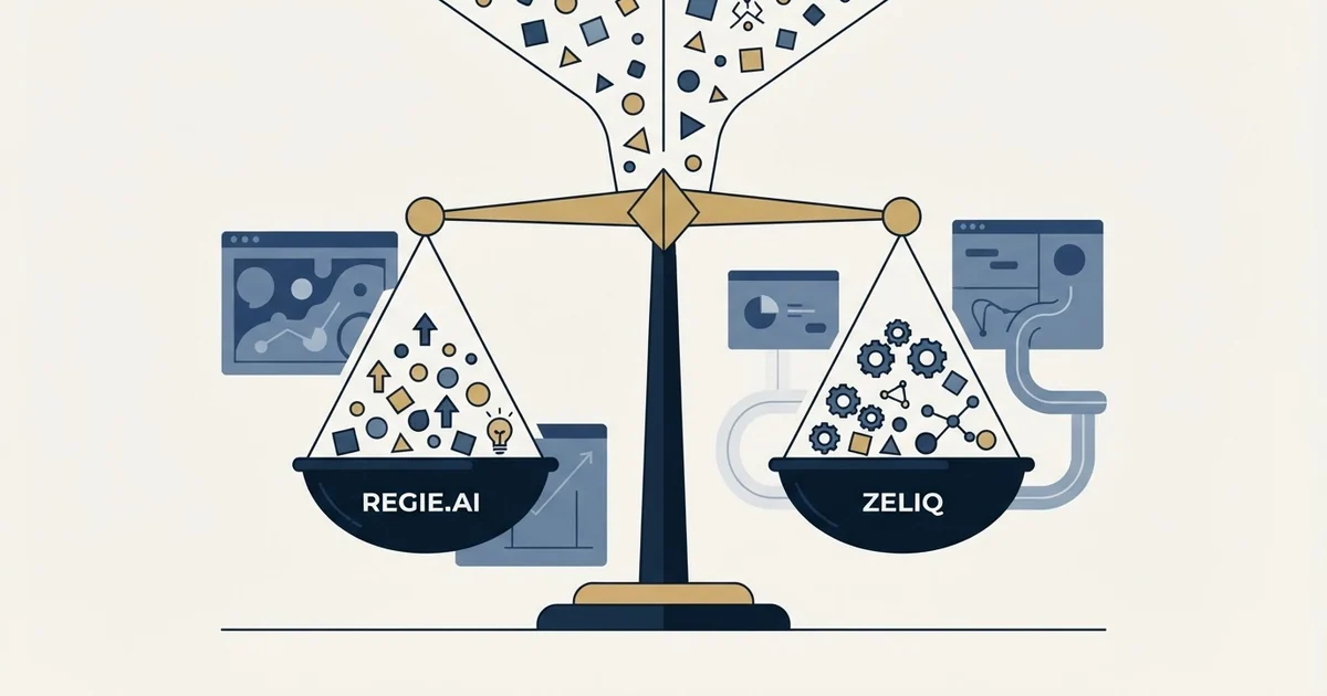 Editorial illustration for Regie.ai vs Zeliq