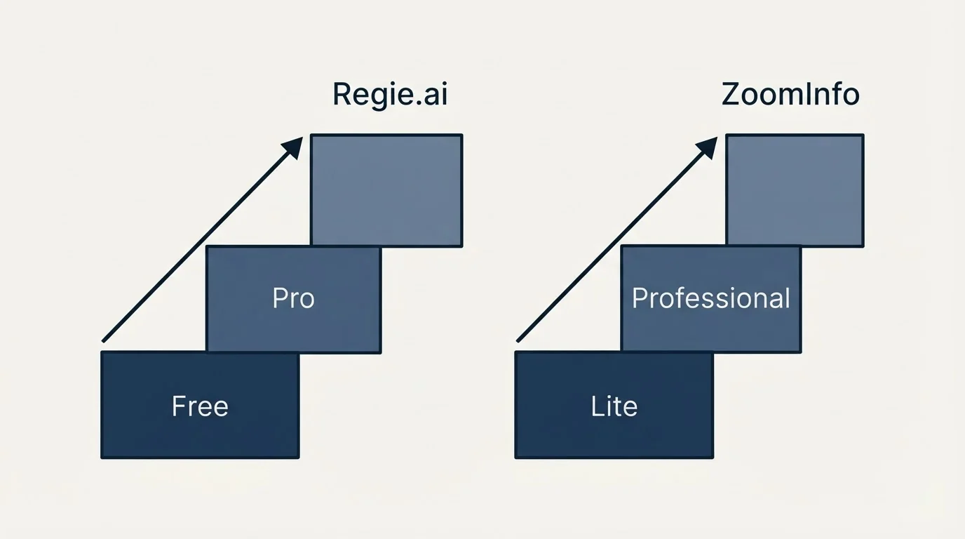 Pricing ladder: Pricing Comparison (Regie.ai, ZoomInfo, Free, Lite)