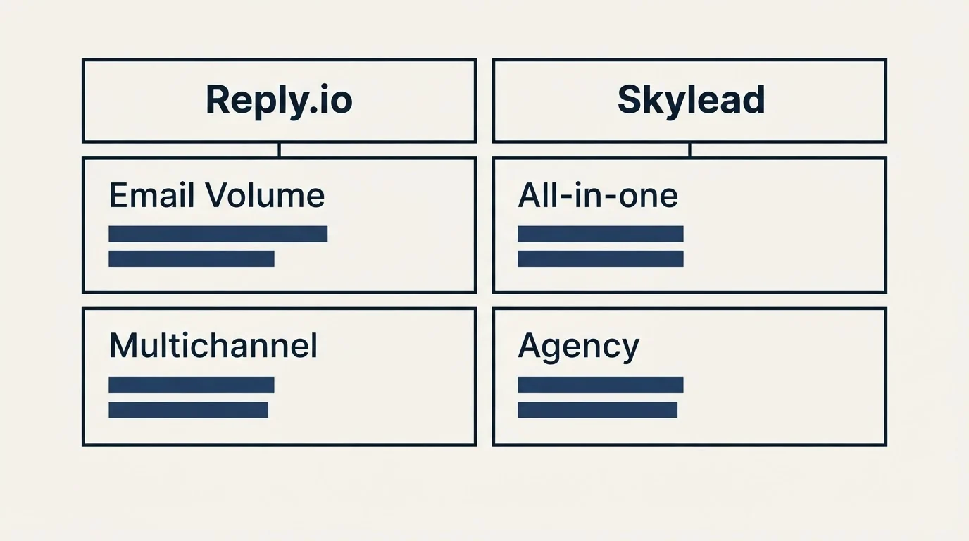 Pricing table: Pricing Comparison (Reply.io, Skylead, Email Volume, All-in-one)