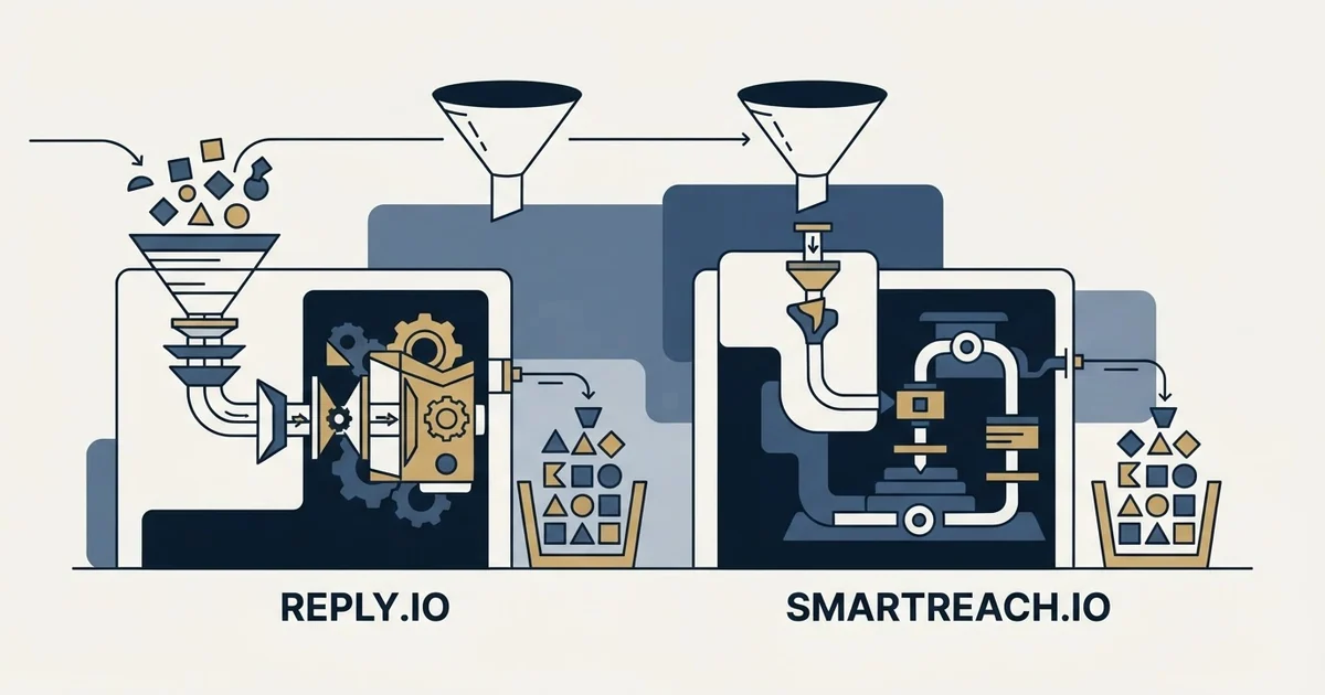 Editorial illustration for Reply.io vs SmartReach.io