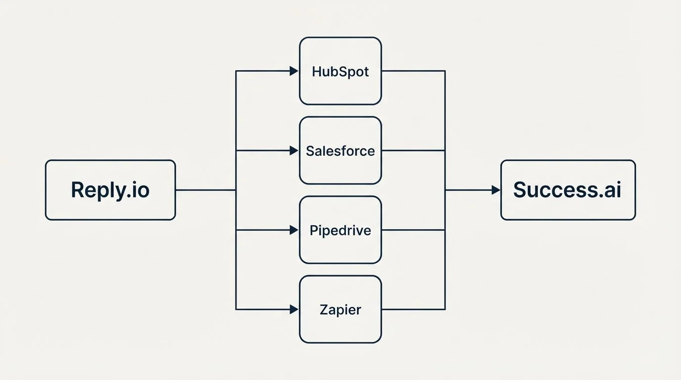 Integration flow: Integration Ecosystem (Reply.io, Success.ai, HubSpot, Salesforce)