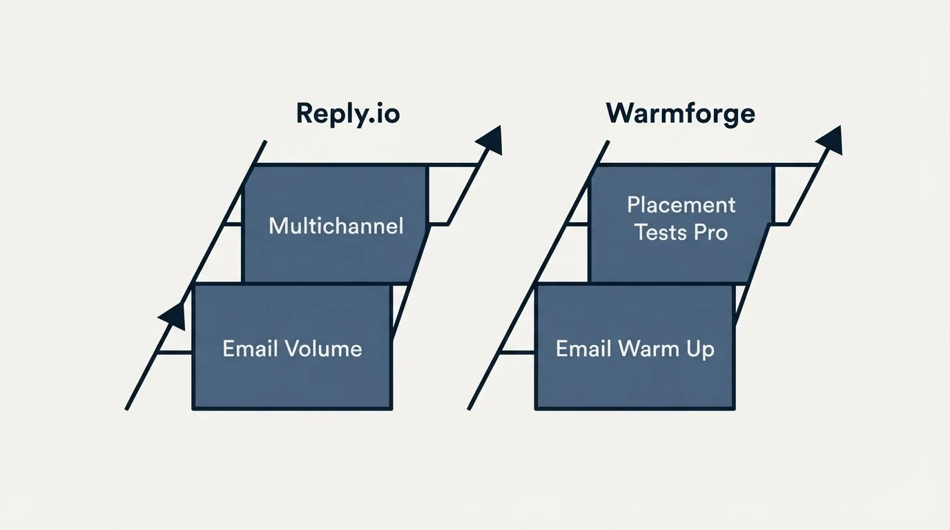 Pricing ladder: Pricing Comparison (Reply.io, Warmforge, Email Volume, Email Warm Up)