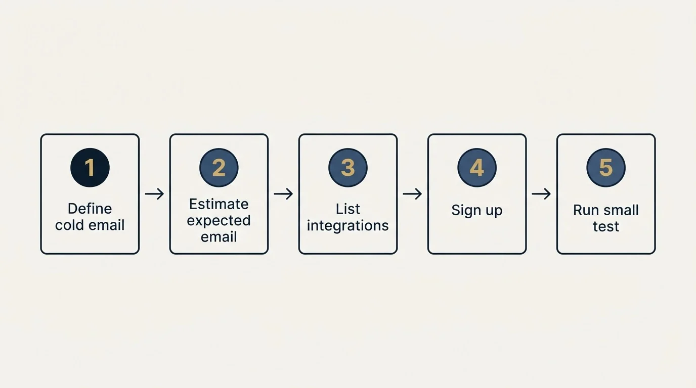Step sequence: Getting Started Checklist (Define cold email, Estimate expected email, List integrations, Sign up)