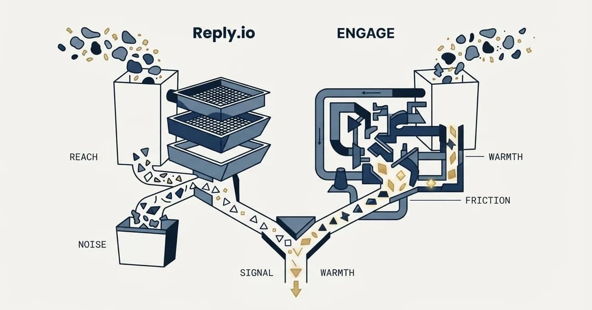 Editorial illustration for Reply.io vs Warmy