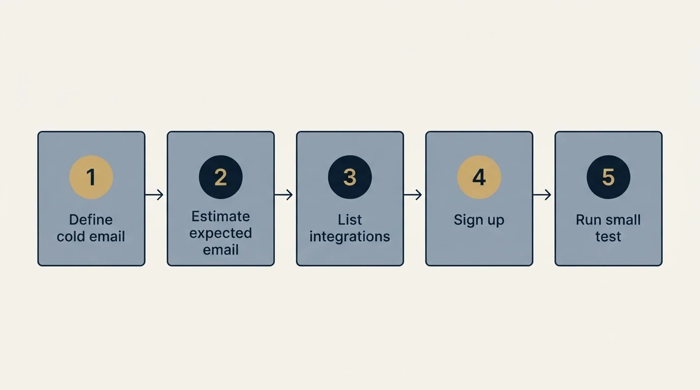 Step sequence: Getting Started Checklist (Define cold email, Estimate expected email, List integrations, Sign up)