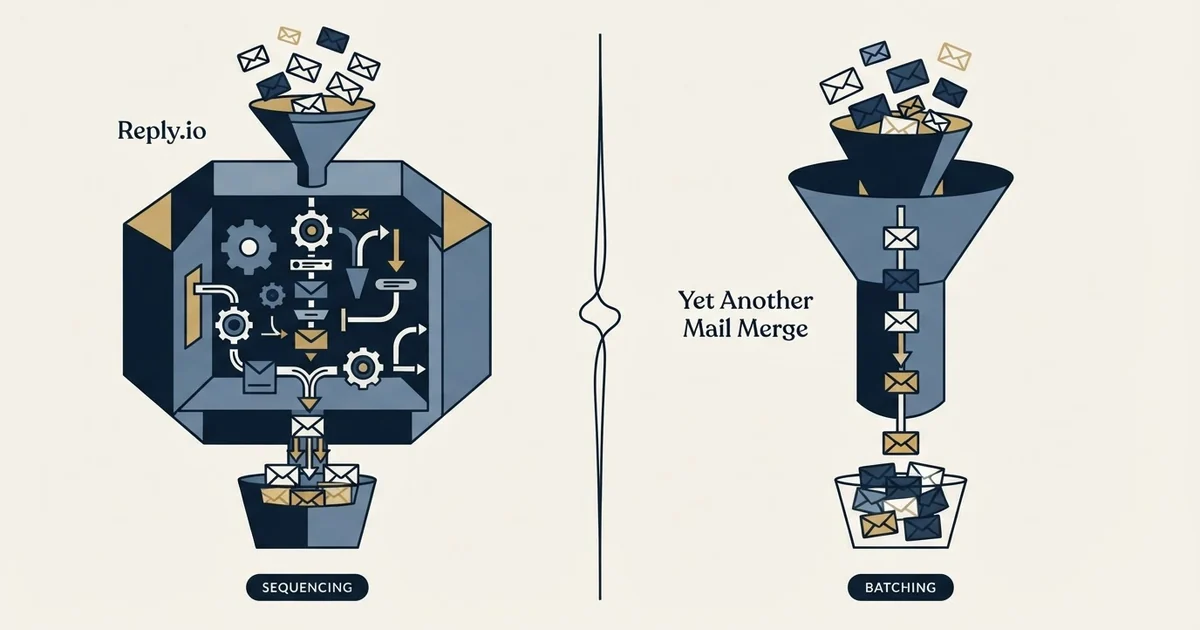 Editorial illustration for Reply.io vs Yet Another Mail Merge