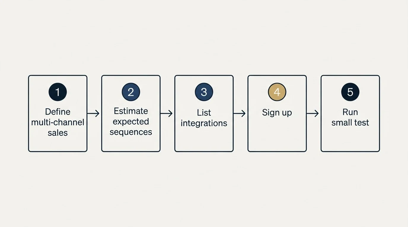 Step sequence: Getting Started Checklist (Define multi-channel sales, Estimate expected sequences, List integrations, Sign up)