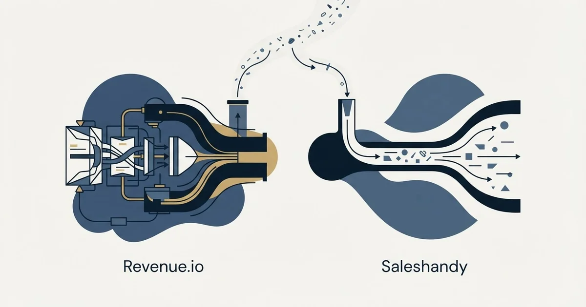 Editorial illustration for Revenue.io vs Saleshandy
