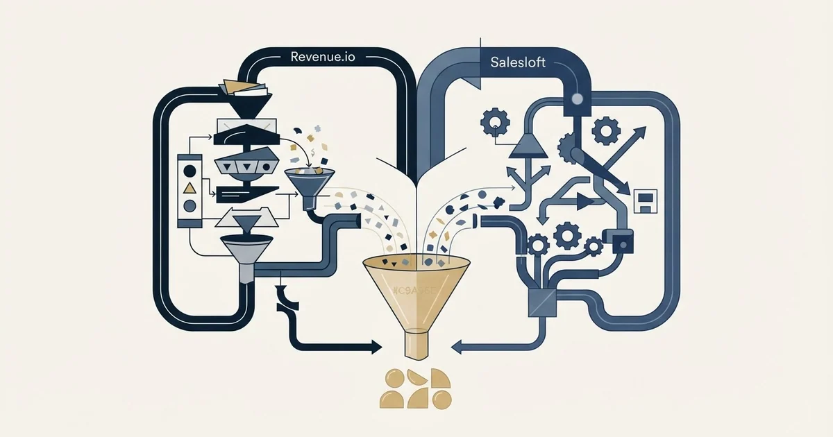 Editorial illustration for Revenue.io vs Salesloft