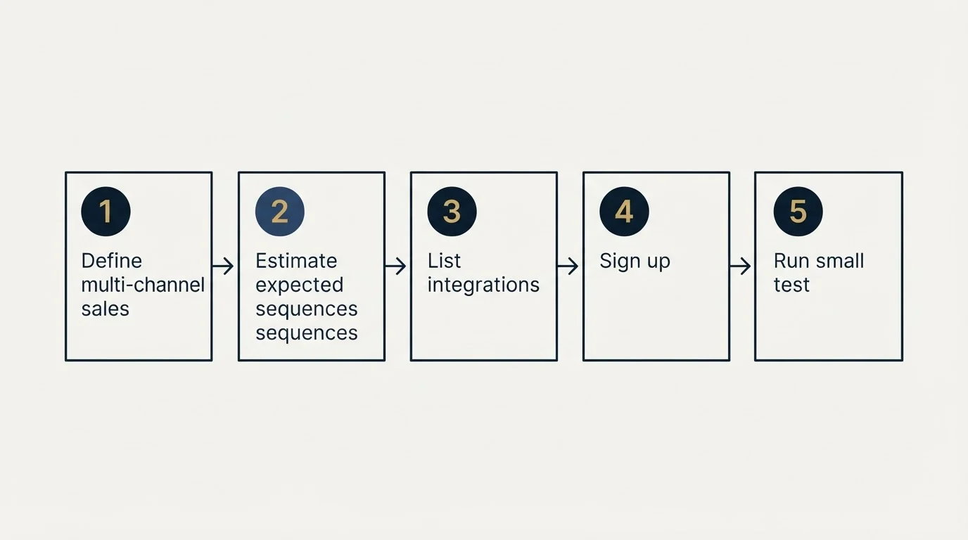 Step sequence: Getting Started Checklist (Define multi-channel sales, Estimate expected sequences, List integrations, Sign up)
