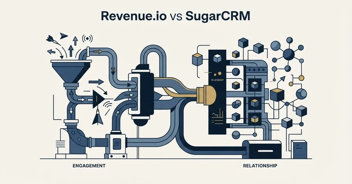 Editorial illustration for Revenue.io vs SugarCRM