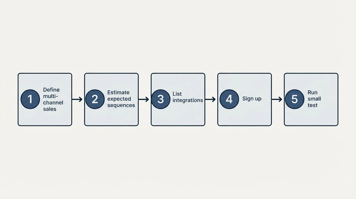 Step sequence: Getting Started Checklist (Define multi-channel sales, Estimate expected sequences, List integrations, Sign up)