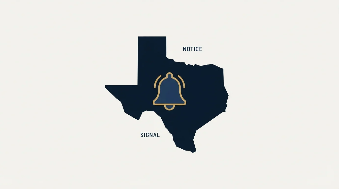 Section illustration: The Texas notice, and what it signals