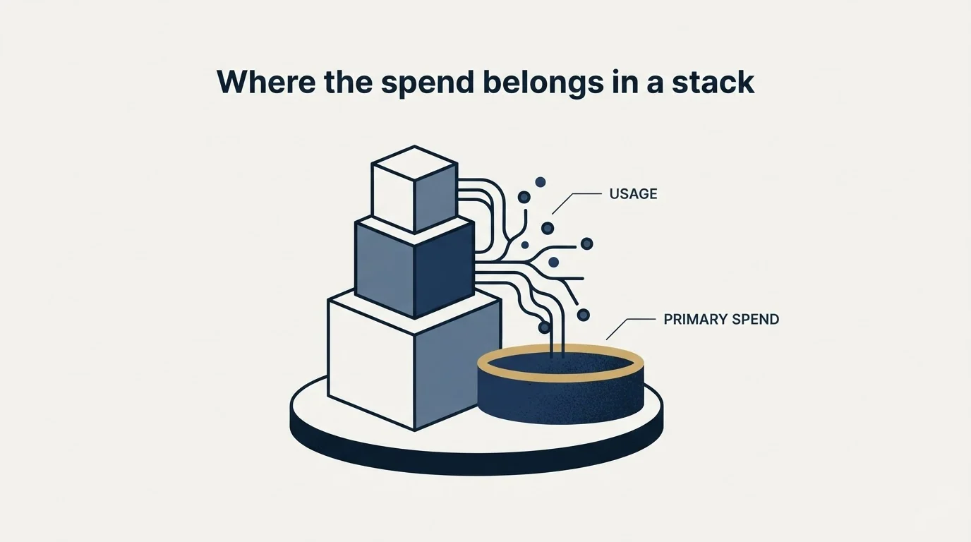 Section illustration: Where the spend belongs in a stack
