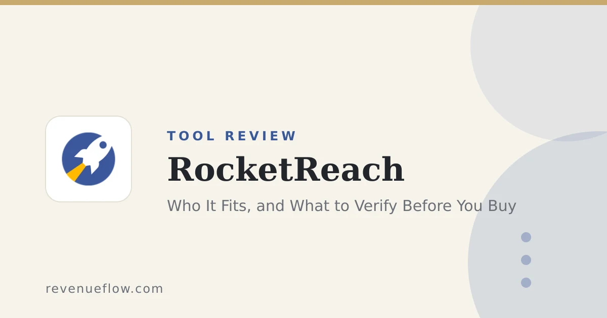 Branded cover: RocketReach Review: Who It Fits, and What to Verify Before You Buy