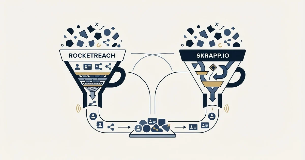 Editorial illustration for RocketReach vs Skrapp.io