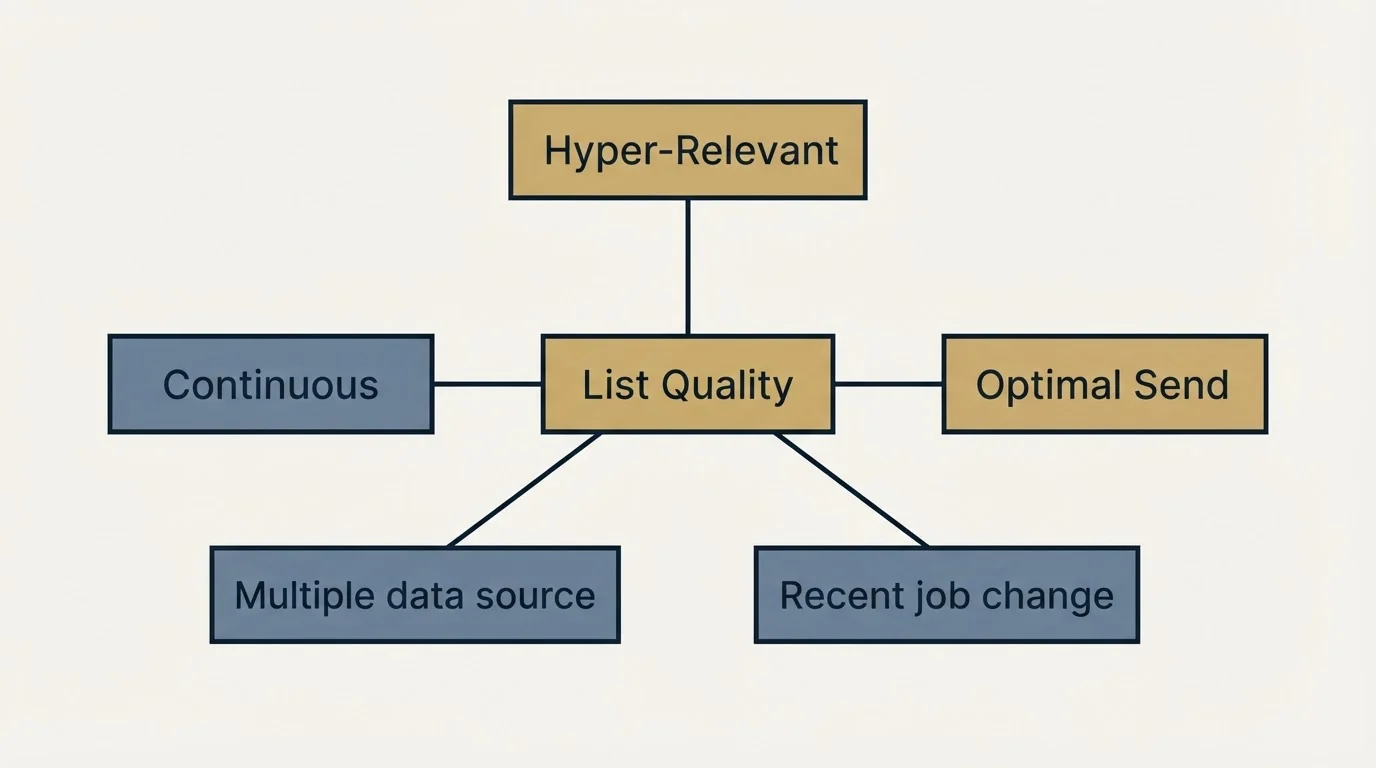 Schematic: What Top Performers Do Differently (List Quality, Hyper-Relevant, Optimal Send, Continuous)