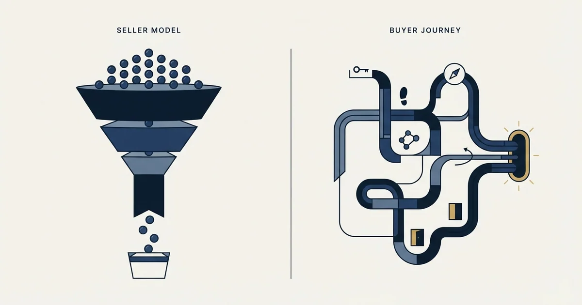 Editorial illustration for Sales Funnel vs Customer Journey