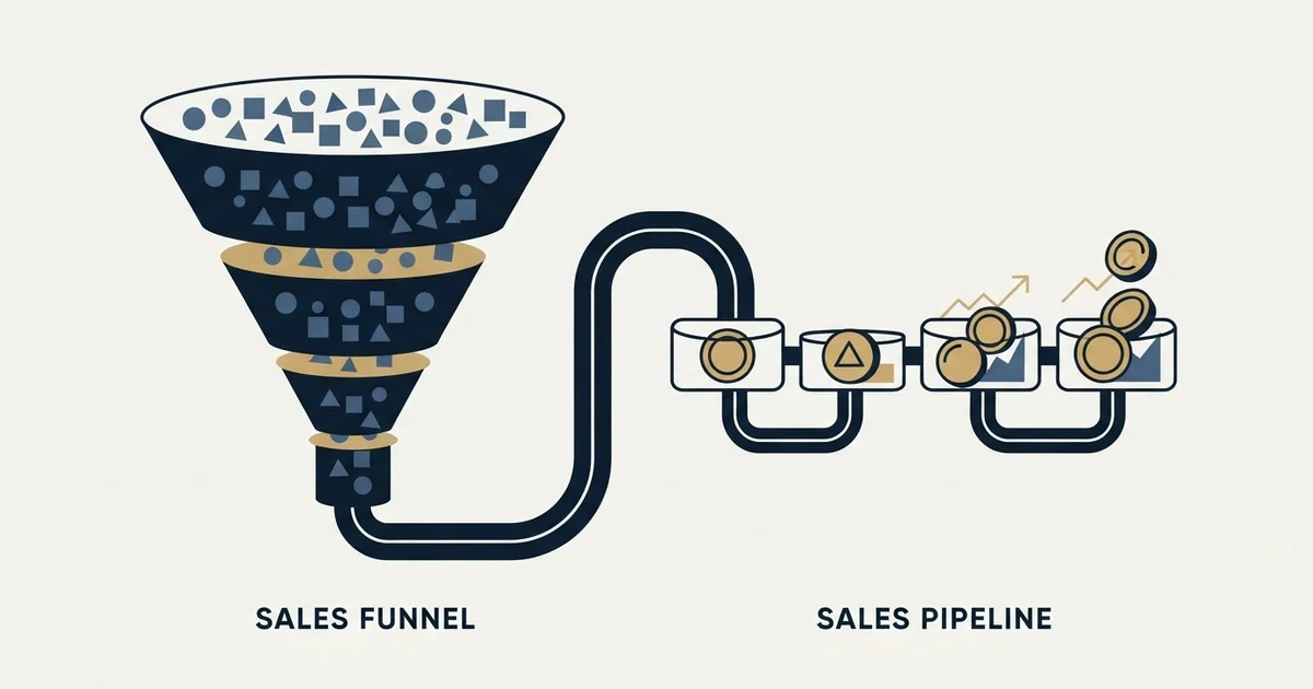 Editorial illustration for Sales Pipeline and Sales Funnel