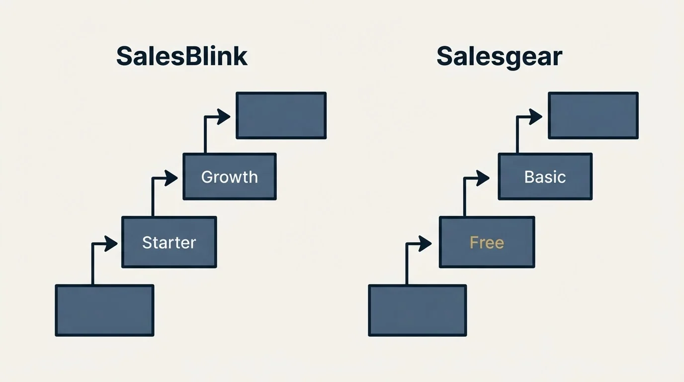 Pricing ladder: Pricing Comparison (SalesBlink, Salesgear, Starter, Free)