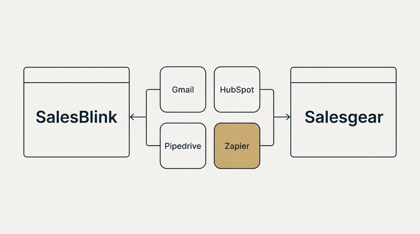 Integration schematic: Integration Ecosystem (SalesBlink, Salesgear, Gmail, HubSpot)