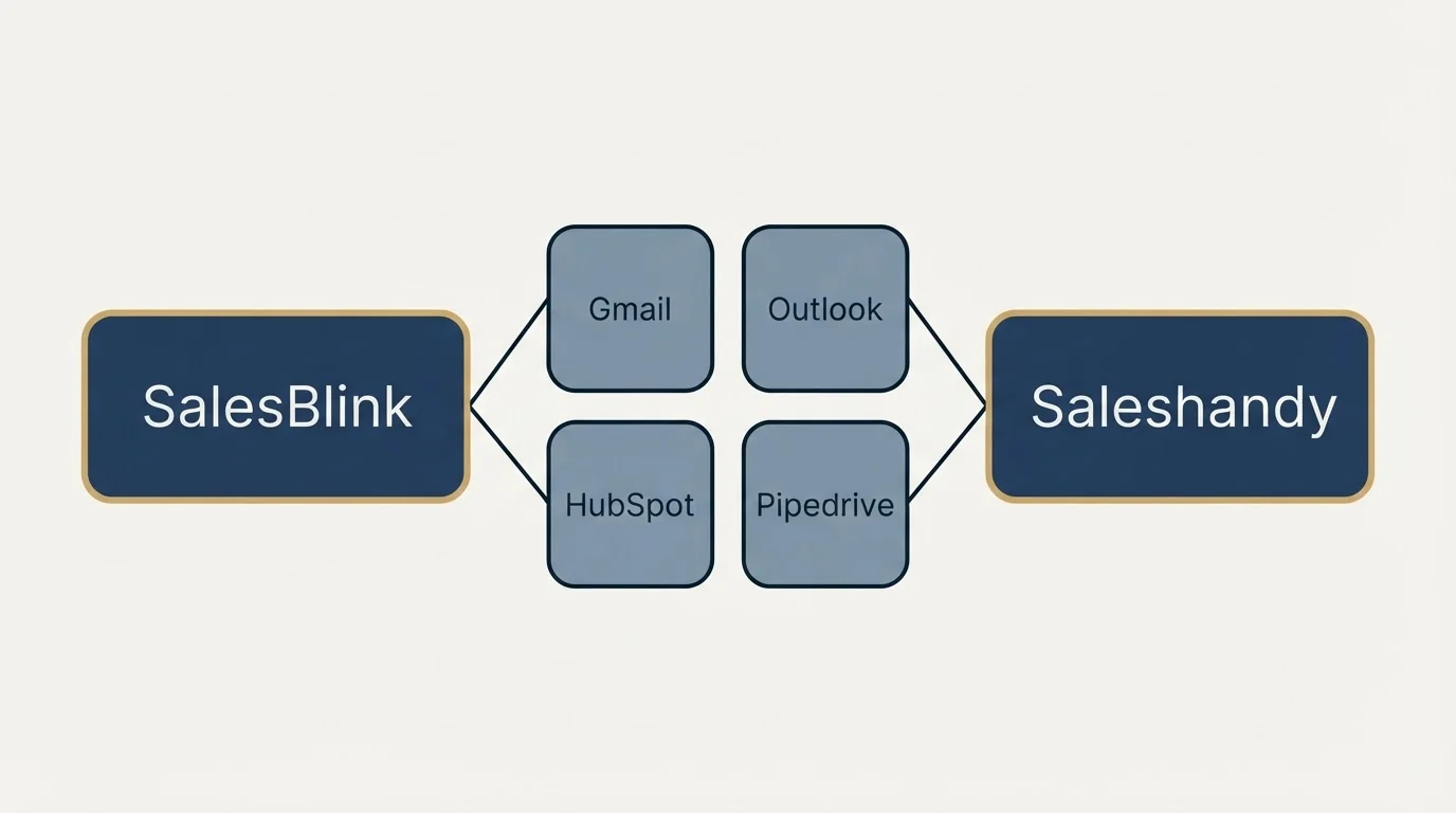 Integration schematic: Integration Ecosystem (SalesBlink, Saleshandy, Gmail, Outlook)