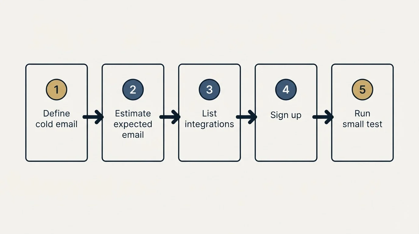 Step sequence: Getting Started Checklist (Define cold email, Estimate expected email, List integrations, Sign up)