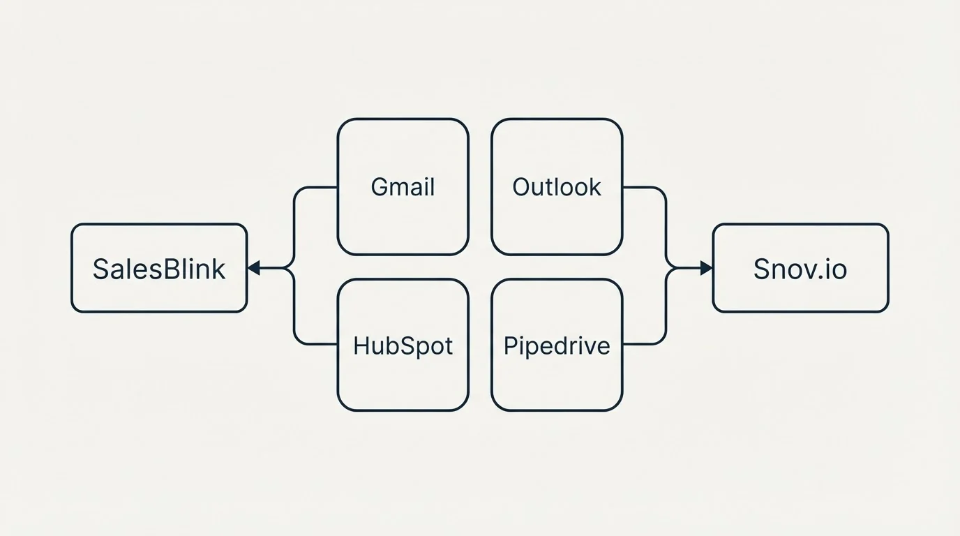 Integration schematic: Integration Ecosystem (SalesBlink, Snov.io, Gmail, Outlook)