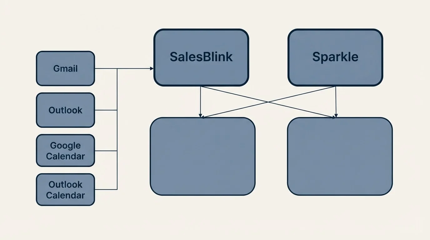 Integration grid: Integration Ecosystem (SalesBlink, Sparkle, Gmail, Outlook)
