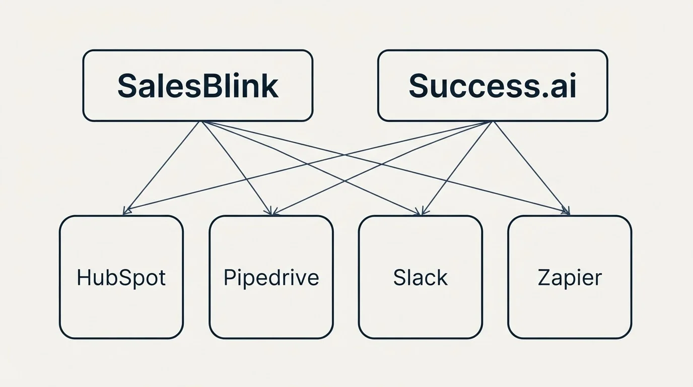Integration grid: Integration Ecosystem (SalesBlink, Success.ai, HubSpot, Pipedrive)