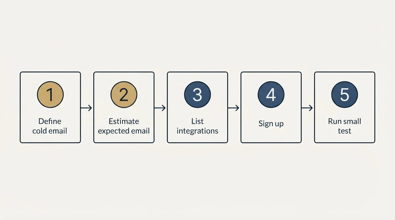 Step sequence: Getting Started Checklist (Define cold email, Estimate expected email, List integrations, Sign up)
