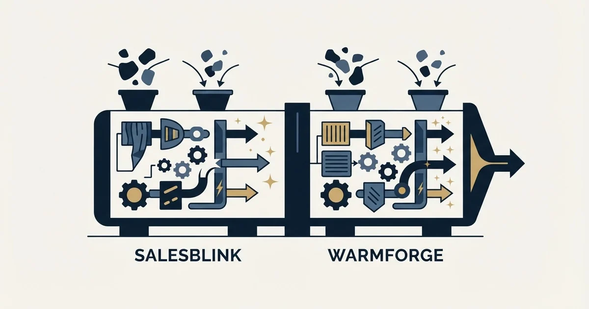 Editorial illustration for SalesBlink vs Warmforge