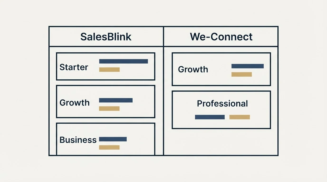 Pricing table: Pricing Comparison (SalesBlink, We-Connect, Starter, Growth)