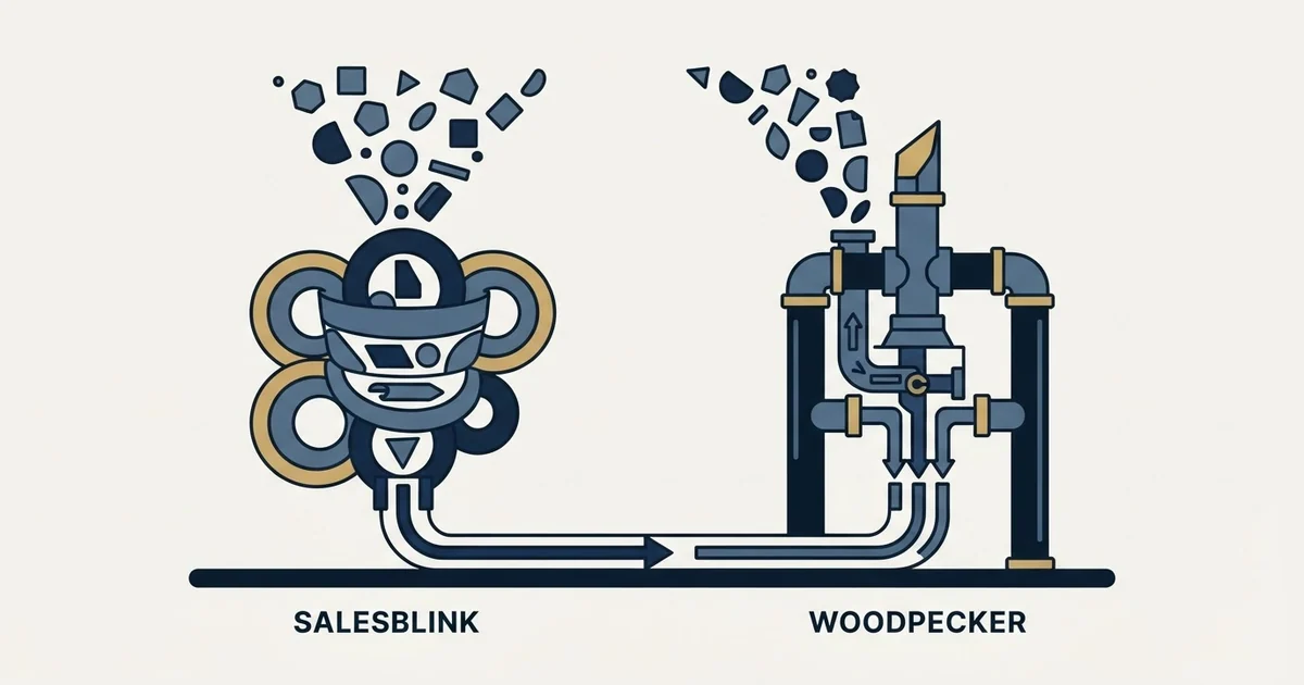 Editorial illustration for SalesBlink vs Woodpecker