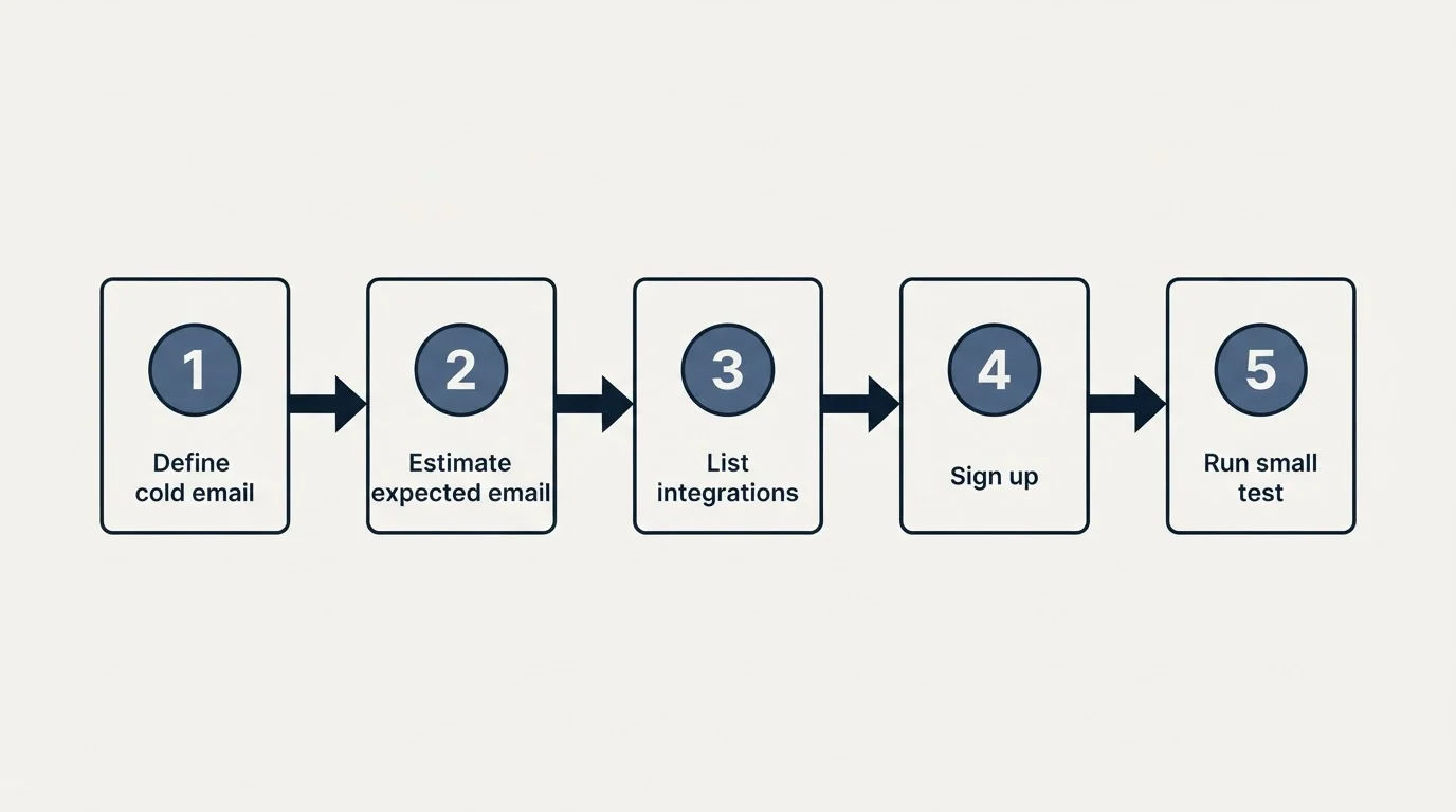 Step sequence: Getting Started Checklist (Define cold email, Estimate expected email, List integrations, Sign up)