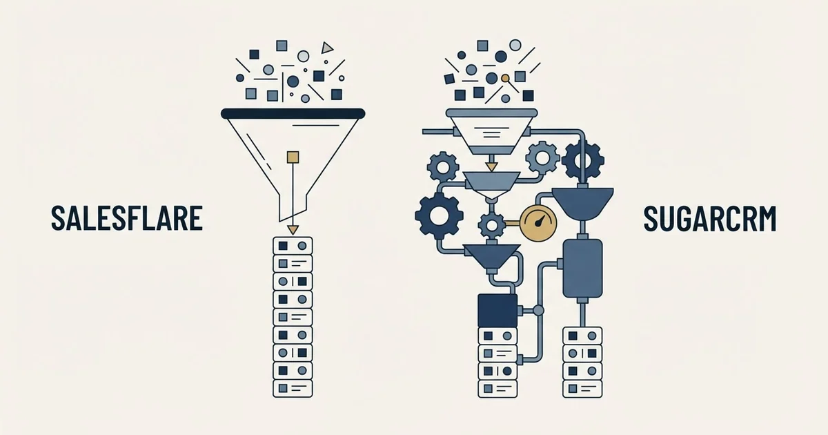 Editorial illustration for Salesflare vs SugarCRM