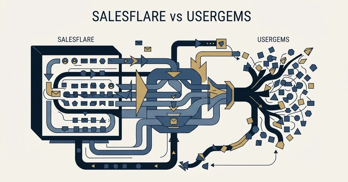 Editorial illustration for Salesflare vs UserGems