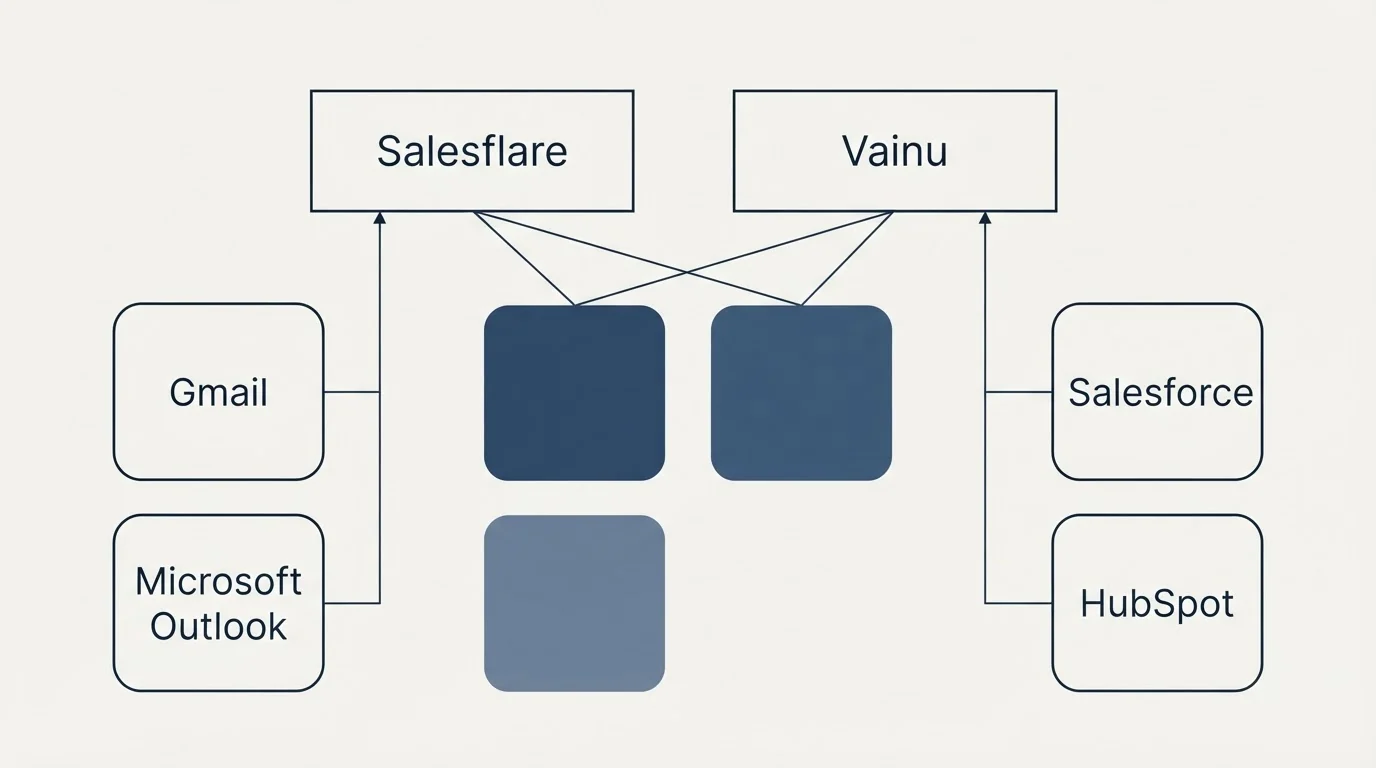 Integration grid: Integration Ecosystem (Salesflare, Vainu, Gmail, Salesforce)