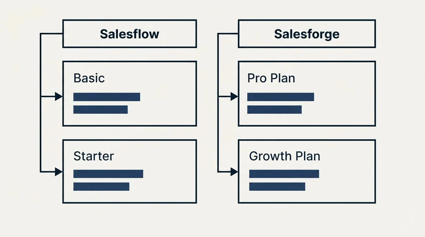 Pricing table: Pricing Comparison (Salesflow, Salesforge, Basic, Pro Plan)