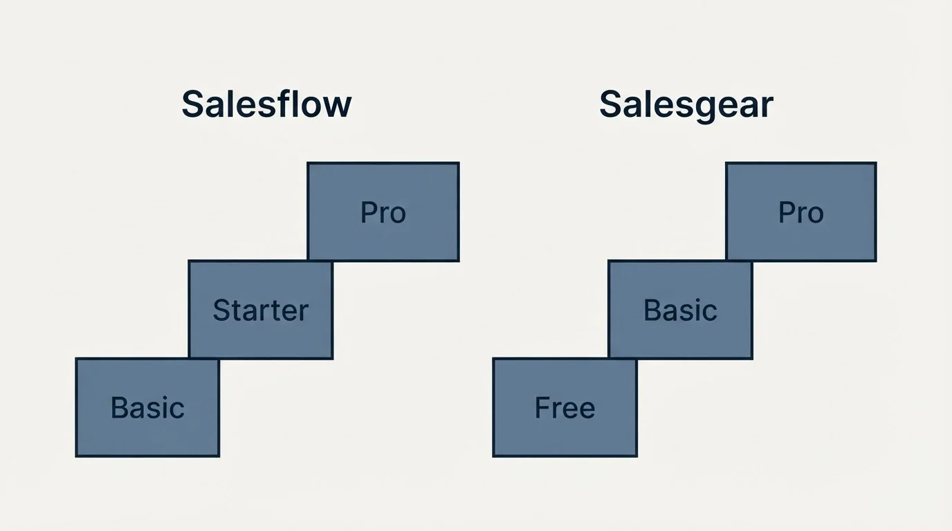 Pricing ladder: Pricing Comparison (Salesflow, Salesgear, Basic, Free)