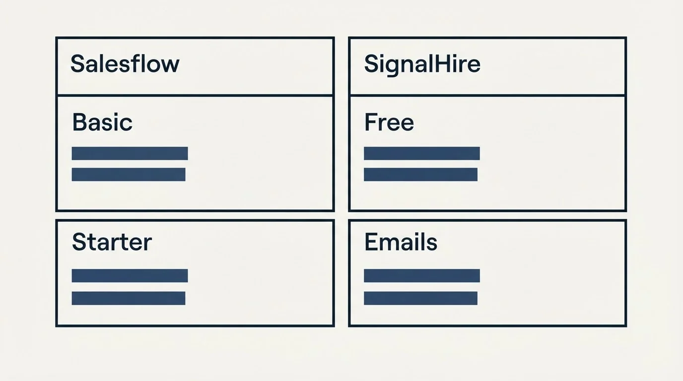 Pricing table: Pricing Comparison (Salesflow, SignalHire, Basic, Free)