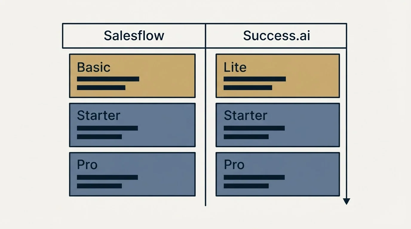 Pricing table: Pricing Comparison (Salesflow, Success.ai, Basic, Lite)