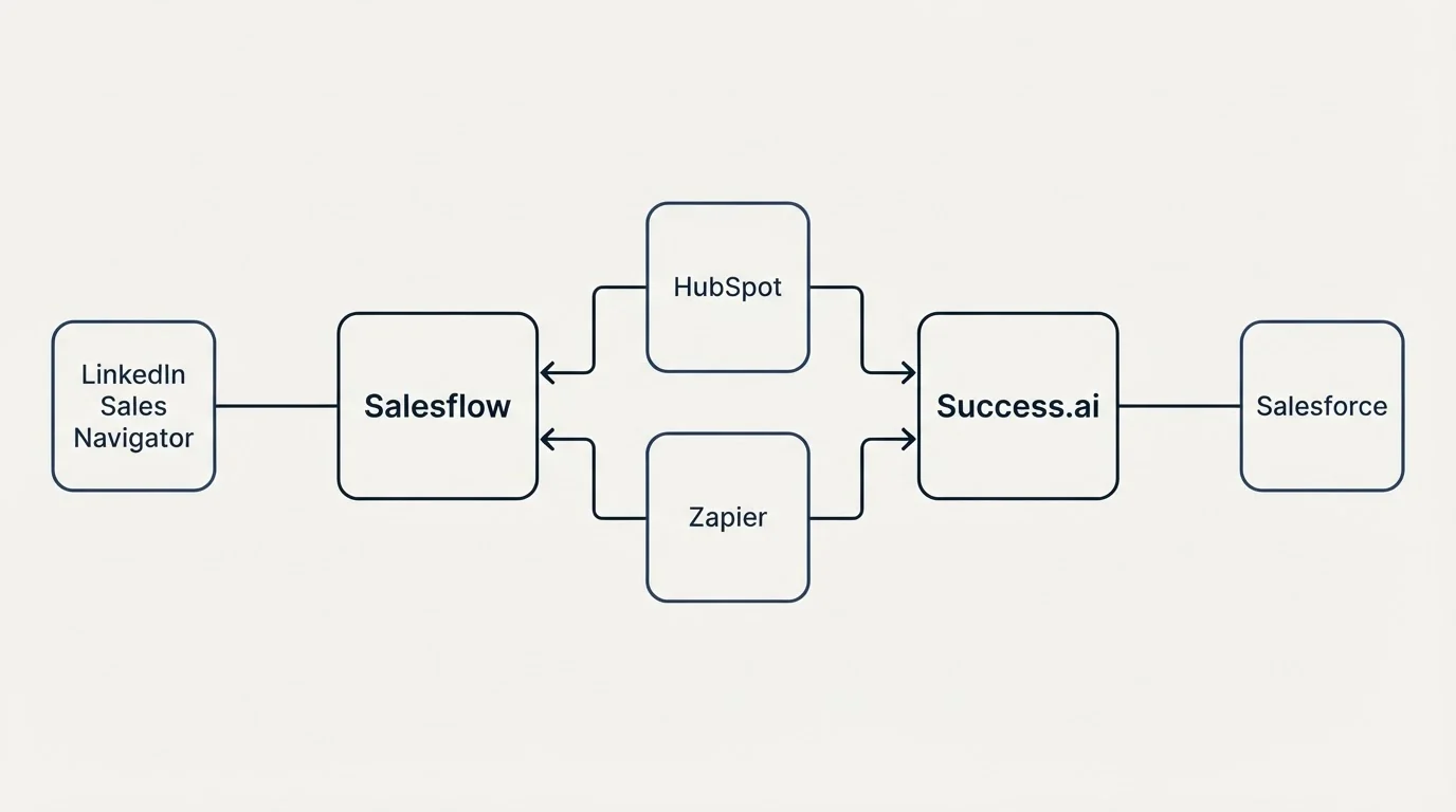 Integration flow: Integration Ecosystem (Salesflow, Success.ai, HubSpot, Zapier)