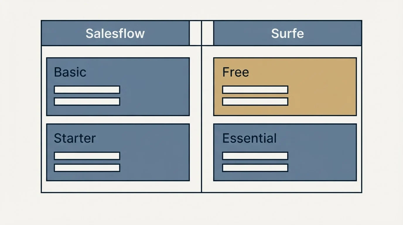Pricing table: Pricing Comparison (Salesflow, Surfe, Basic, Free)