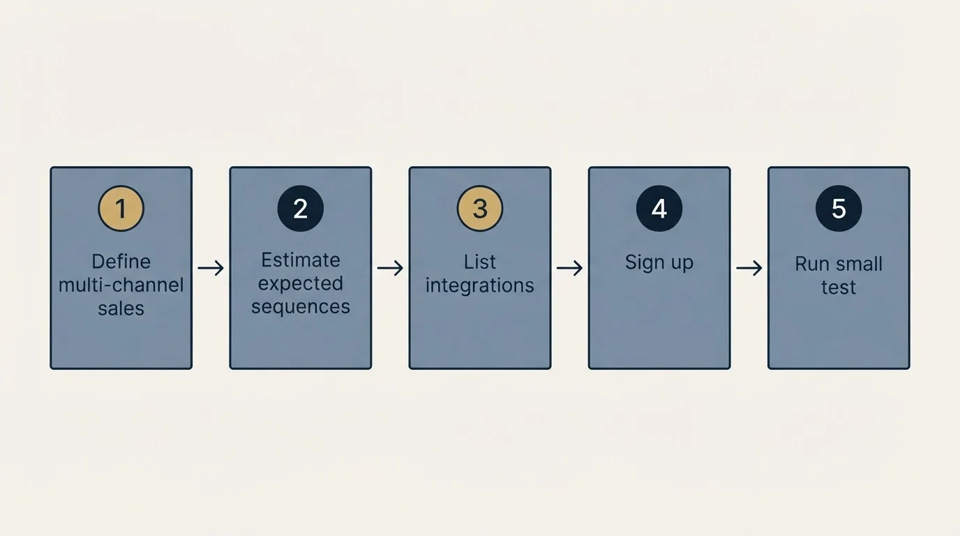 Step sequence: Getting Started Checklist (Define multi-channel sales, Estimate expected sequences, List integrations, Sign up)