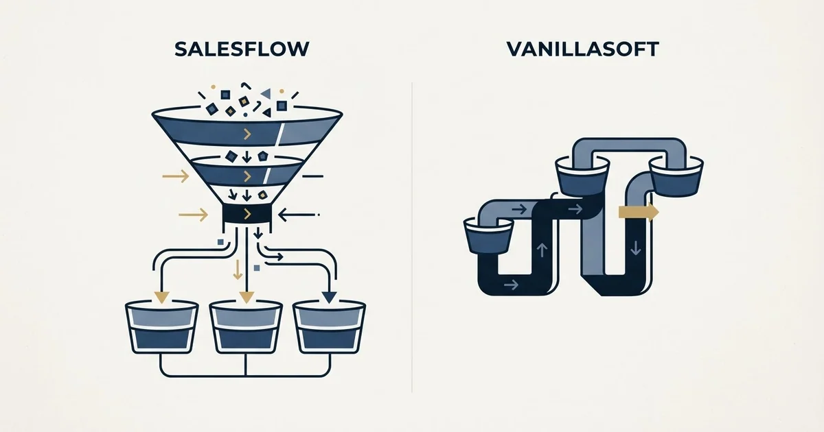Editorial illustration for Salesflow vs Vanillasoft