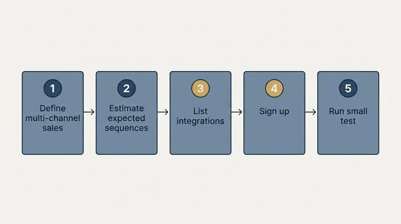 Step sequence: Getting Started Checklist (Define multi-channel sales, Estimate expected sequences, List integrations, Sign up)