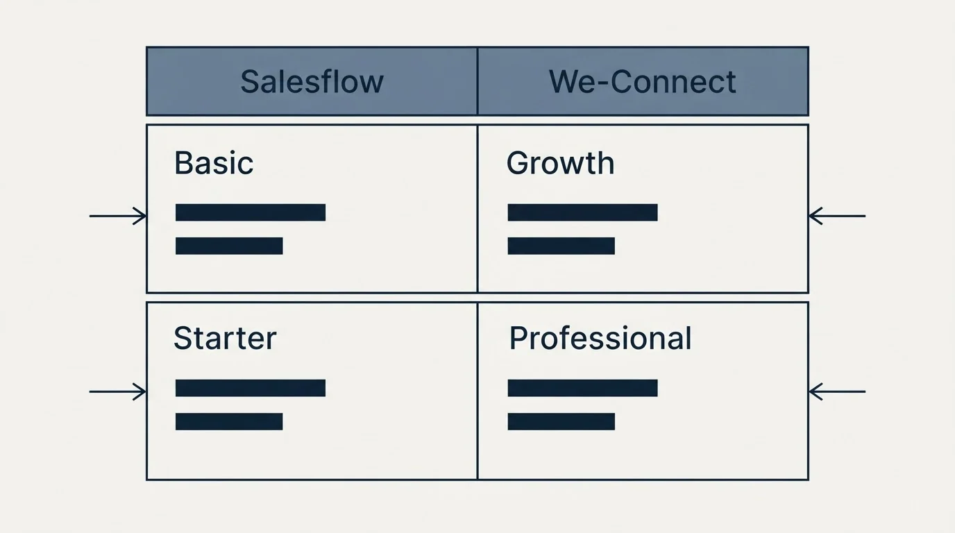 Pricing table: Pricing Comparison (Salesflow, We-Connect, Basic, Growth)