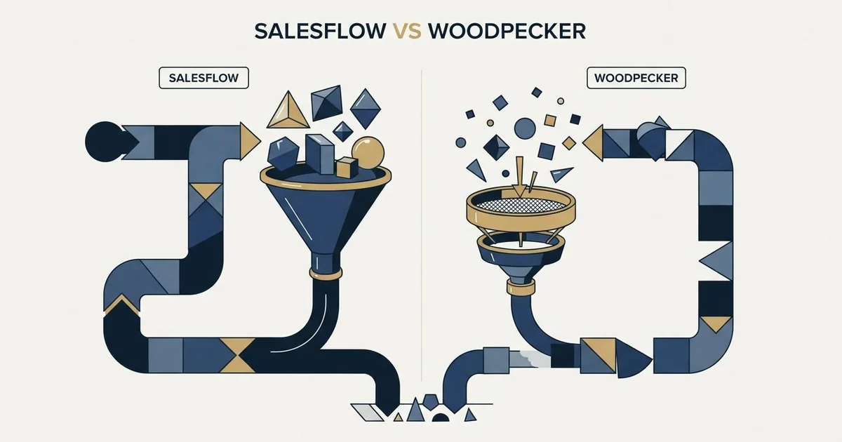 Editorial illustration for Salesflow vs Woodpecker